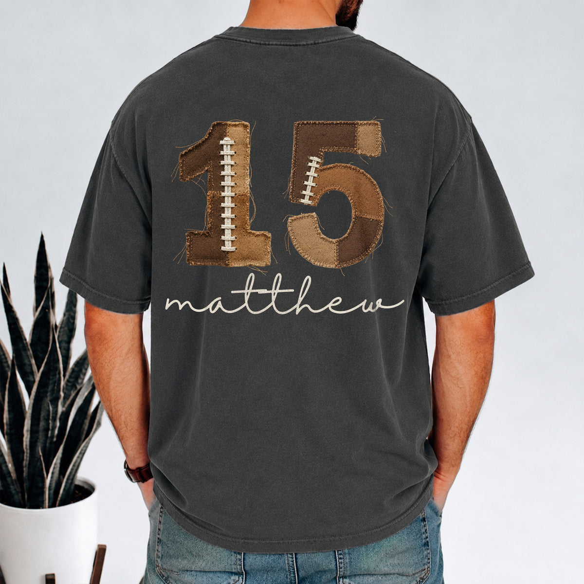 Custom Football Number & Name Faux Patchwork Back Comfort Shirt HO82 903396