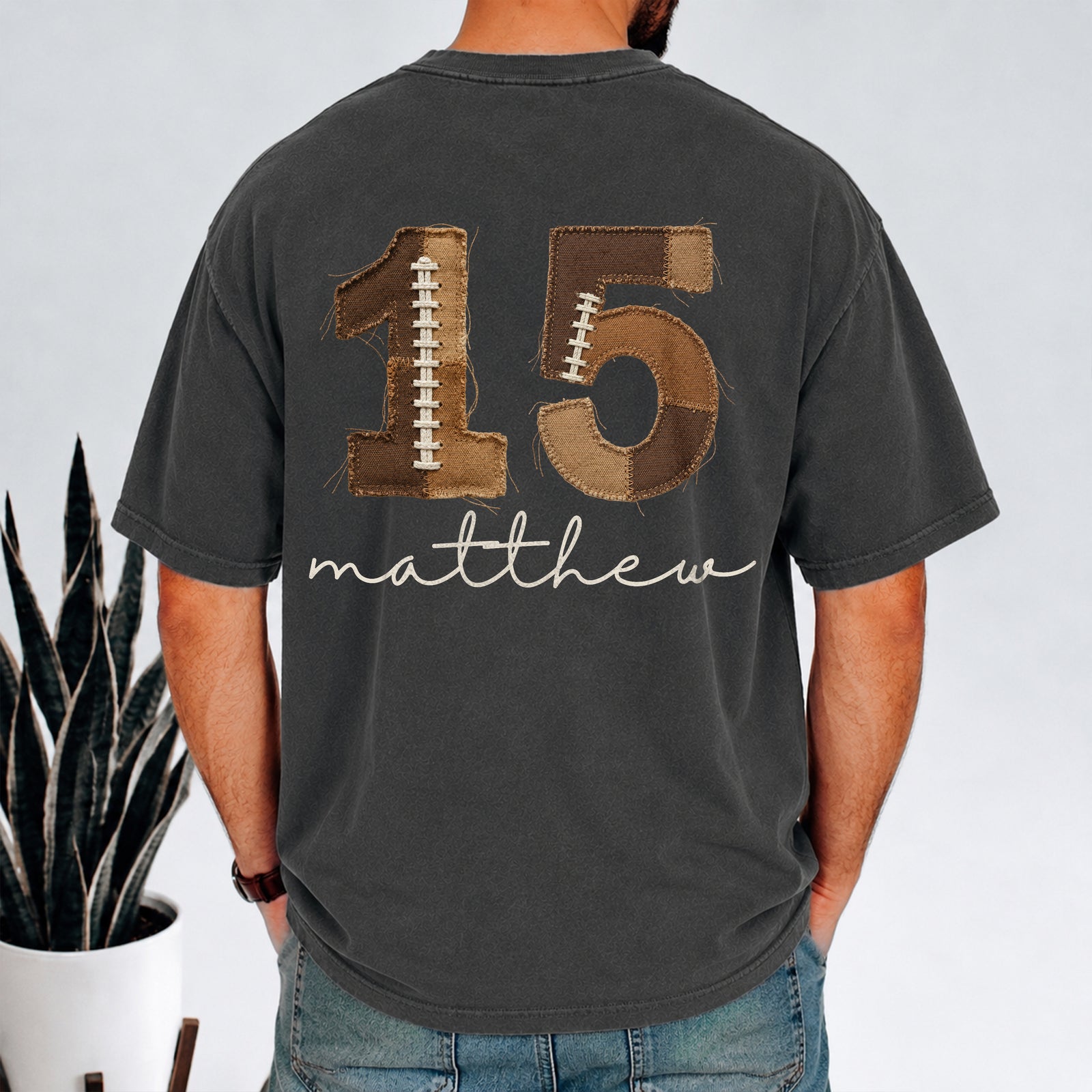 Custom Football Number & Name Faux Patchwork Back Comfort Shirt HO82 903396