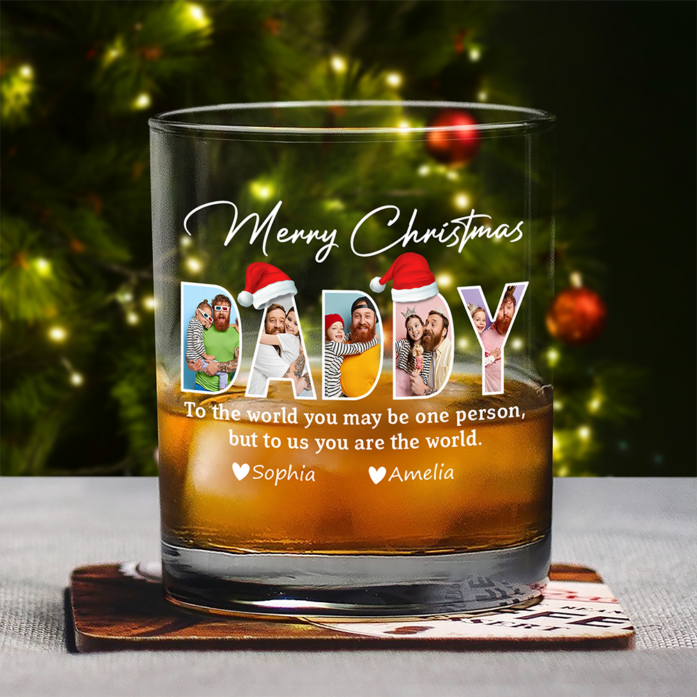 Custom Photo Merry Christmas Dad Family Whiskey Glass Gift For Dad HO82 894340