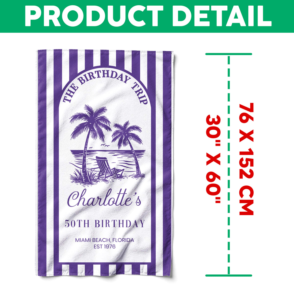 Custom Birthday Trip Beach Towel – Personalized Coastal Vacation Towel, Birthday Gift for Mom LM32 899667