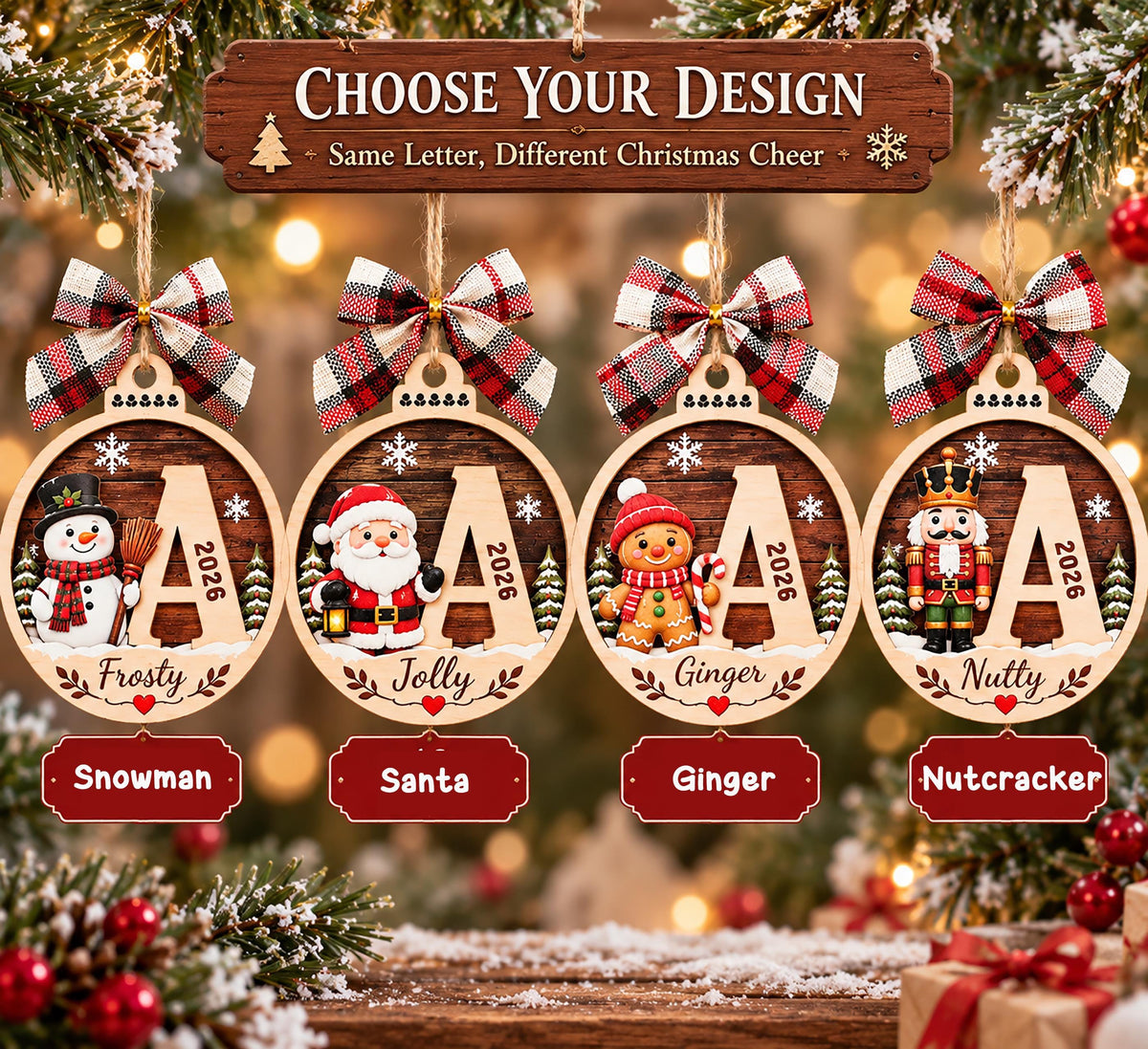 Personalized Initial Christmas 2 Layers Wooden Ornament, 2026 Keepsake Gift LM32 670493
