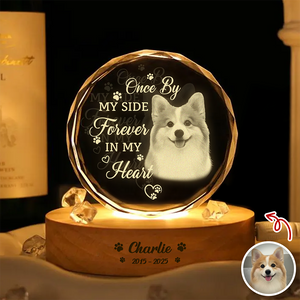 Custom Photo Memorial Once By My Side Forever In My Heart Engraved Crystal Photo With Light CH07 910082