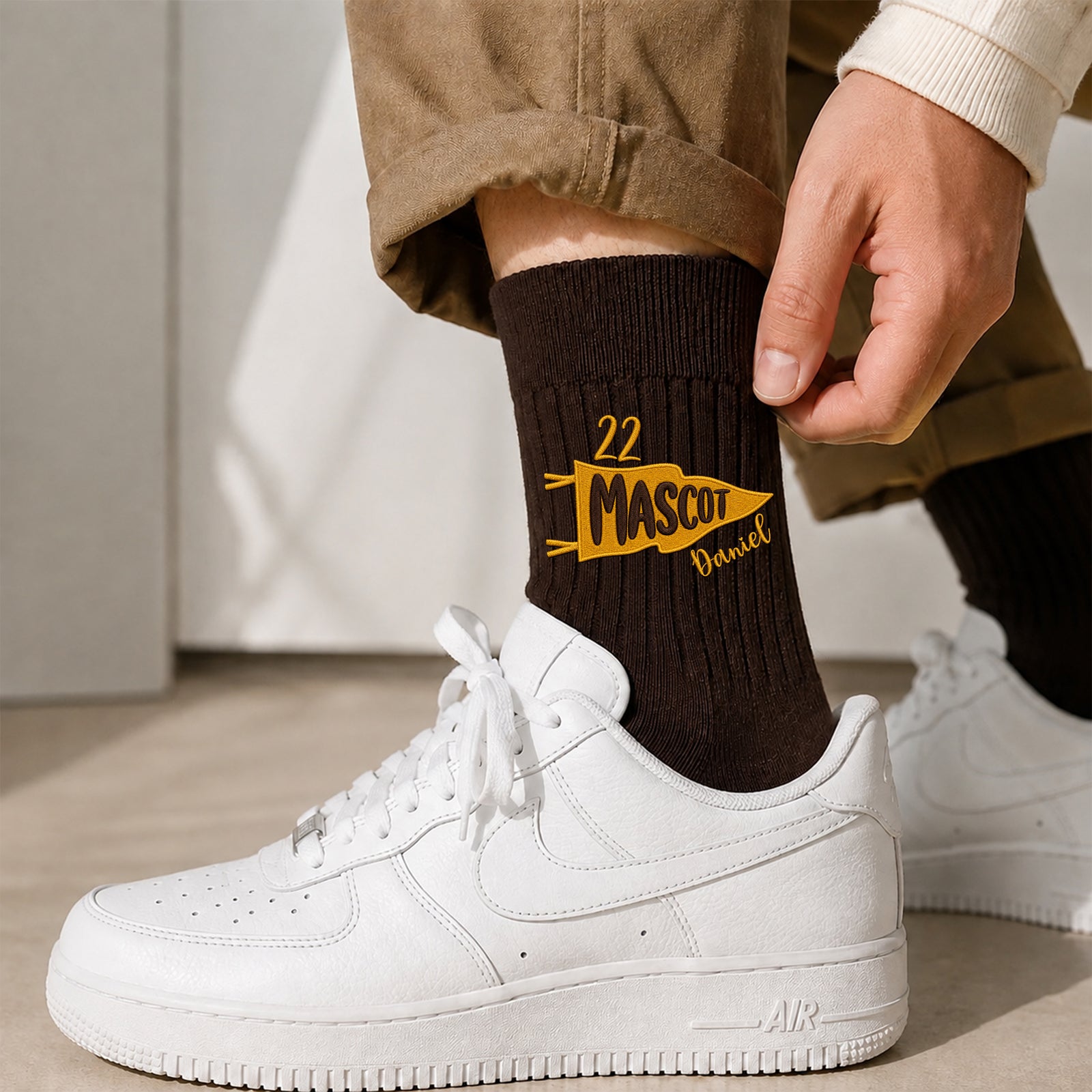 Personalized Mascot Embroidered Socks, Custom Name & Number School Spirit Socks, Team Mascot Gift for Students HO82 903480