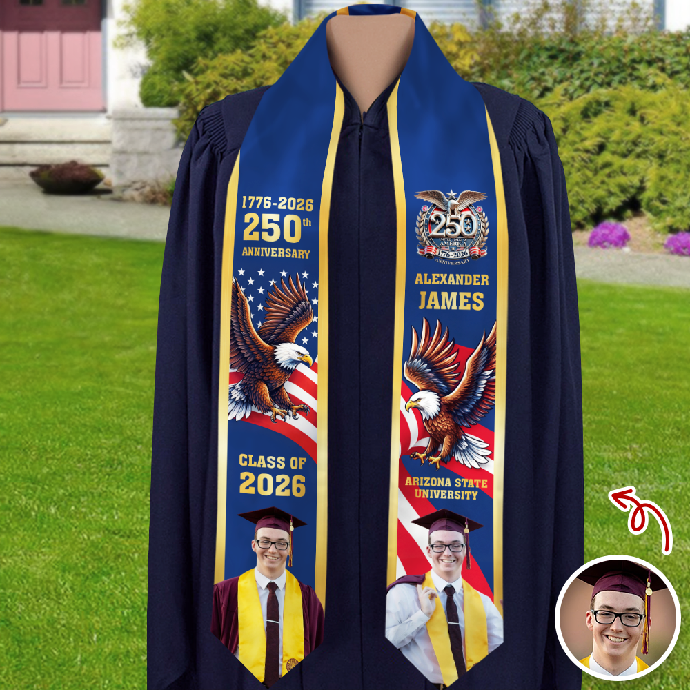 Custom Photo Class Of 2026 With America 250 Years Graduation Stole HO82 901480