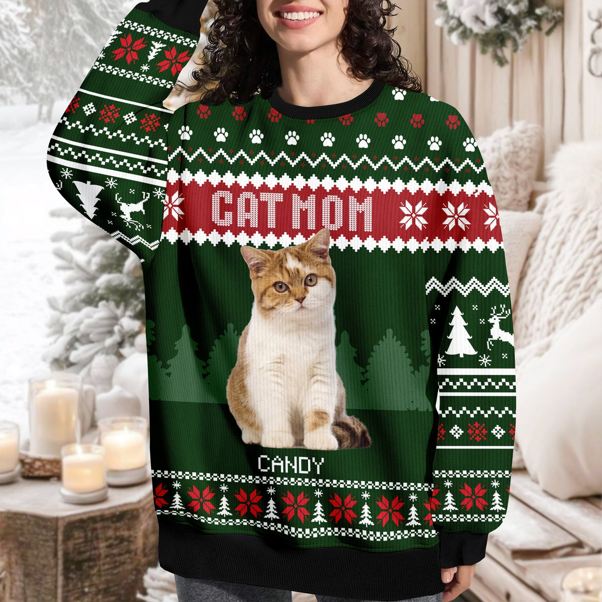 Custom Photo Cat Dad Cat Mom Ugly Sweater HA75 892896