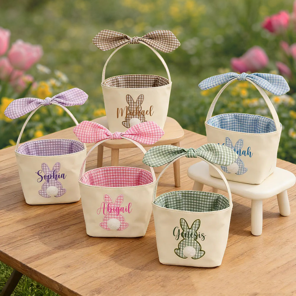 Personalized Name Bunny Rabbit Basket Embroidered Easter Basket Easter Gift for Kid HA75 920802