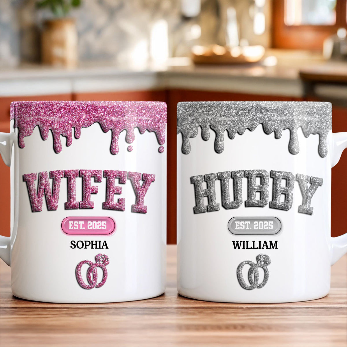 Custom Name Wifey And Hubby 3D Inflated Effect Mug Valentine's Gift TH10 896971