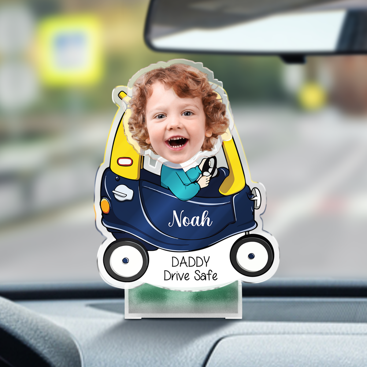 Custom Photo Father's Day Gift, Kids Face Bobblehead Gift for Dad, Drive Safe Daddy, Gift for New Dad Shaking Head Standee HO82 893830