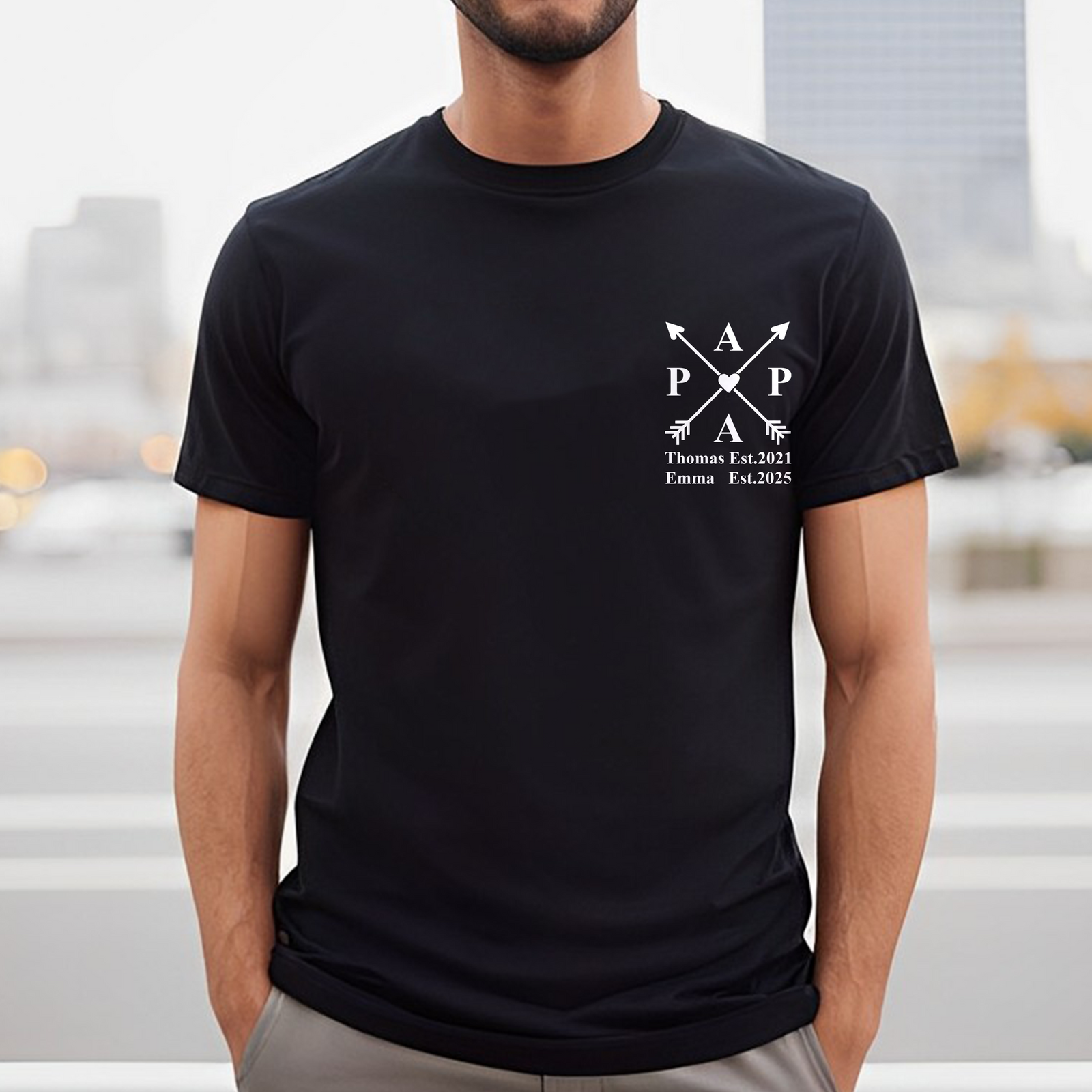 Custom Name Papa Dark Shirt - Personalized Kids Names Gift for Dad, Father’s Day Gift LM32 899647
