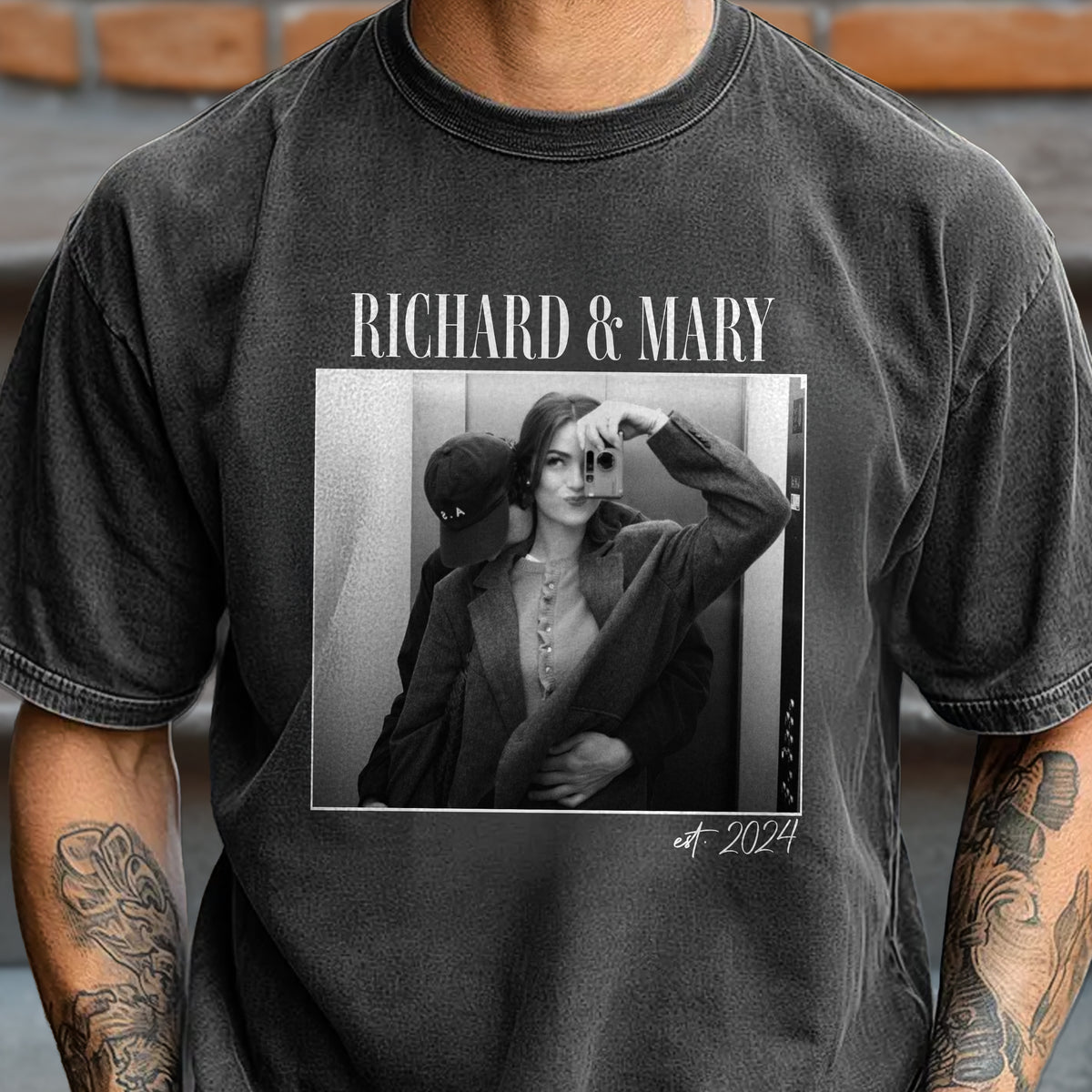 Custom Couple Photo Vintage Comfort Color Shirt Couple Gift CH07 899386