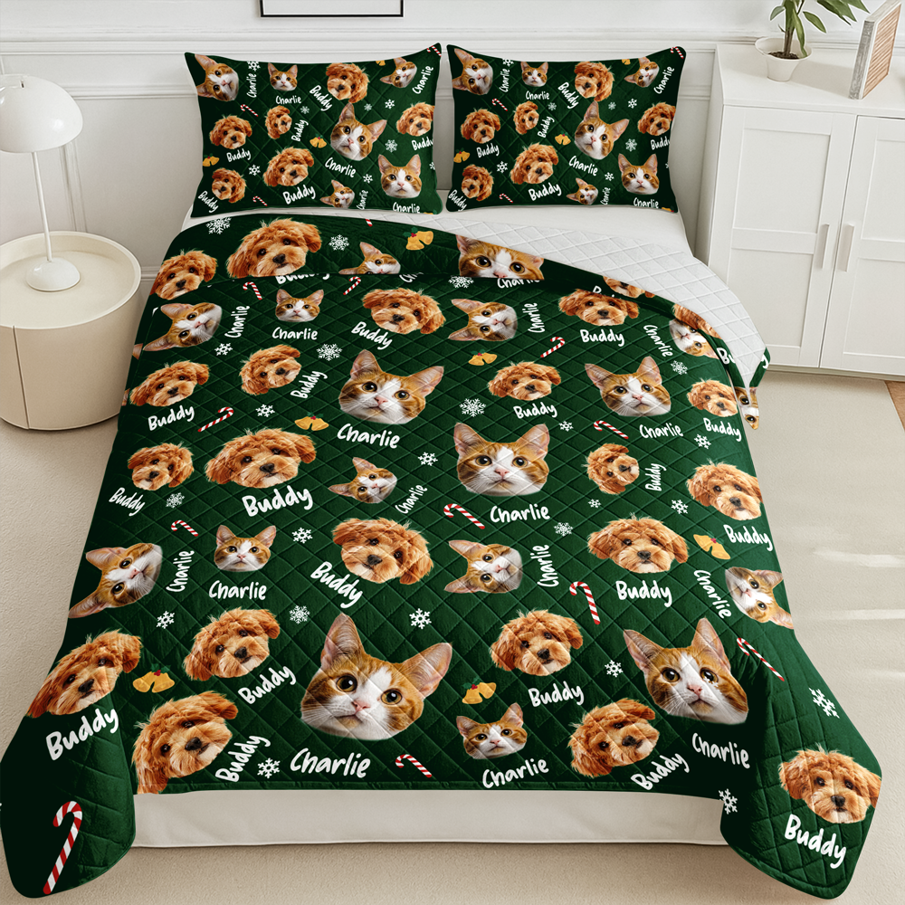 Custom Pets Face And Name - Personalized Photo Bedding Set Gift For Dog Lover Cat Lover CH07 899764