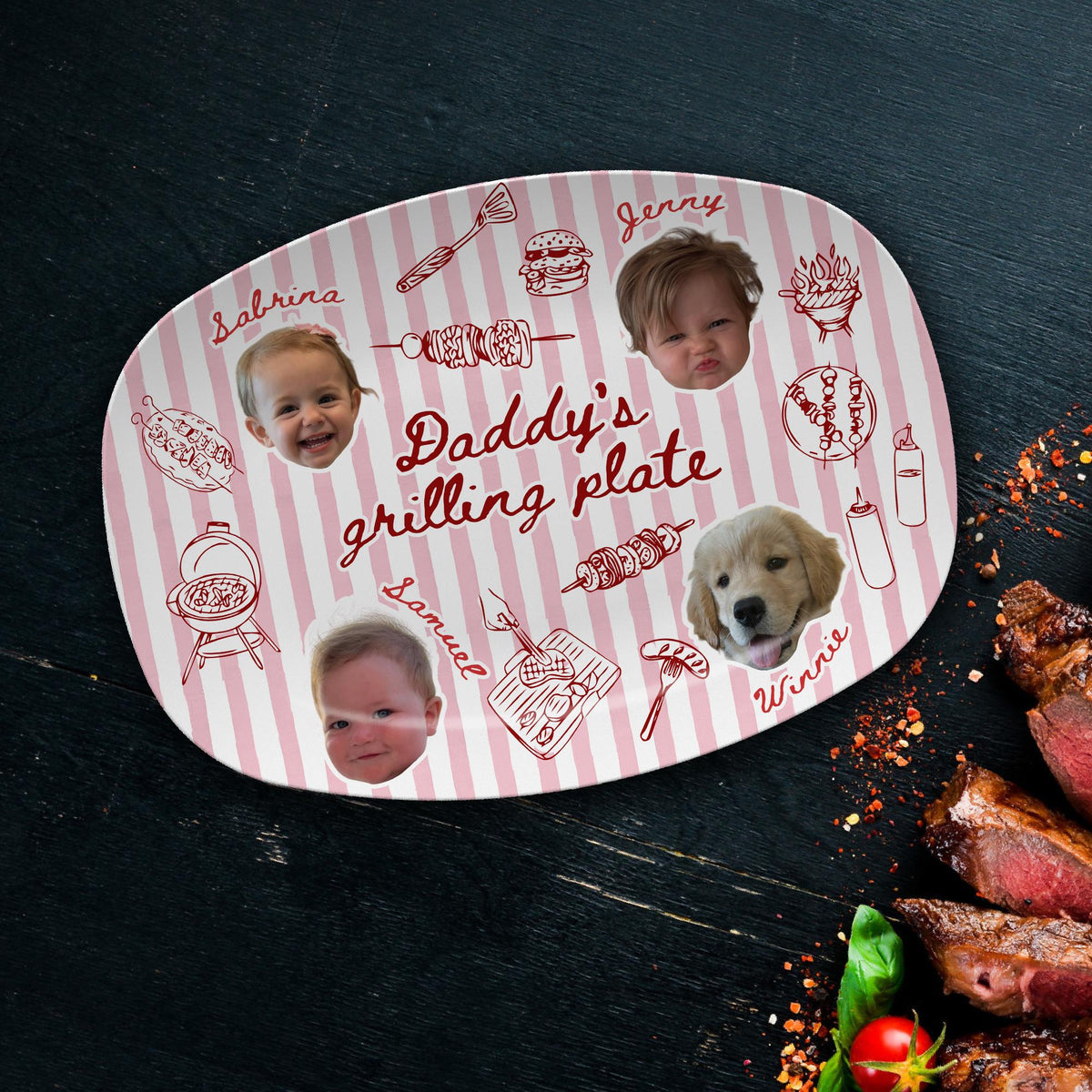 Custom Baby Face Daddy's Grilling Platter - Father’s Day Gift for Dad LM32 669167