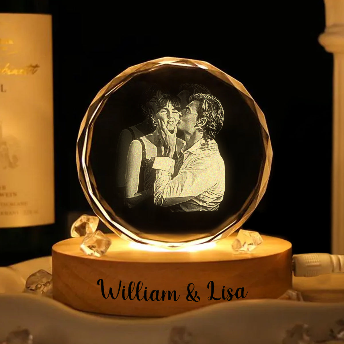 Custom Couple Photo Engraved Crystal Photo With Light HA75 898204