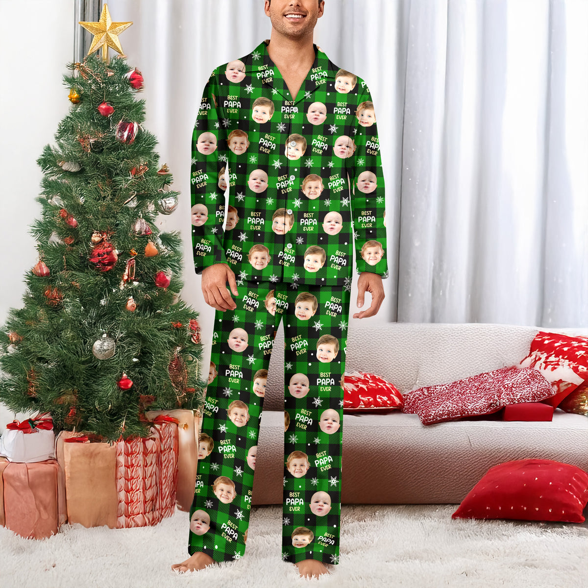 Custom Face Photo Best Dad Mom Ever Christmas Pajamas CH07 180892