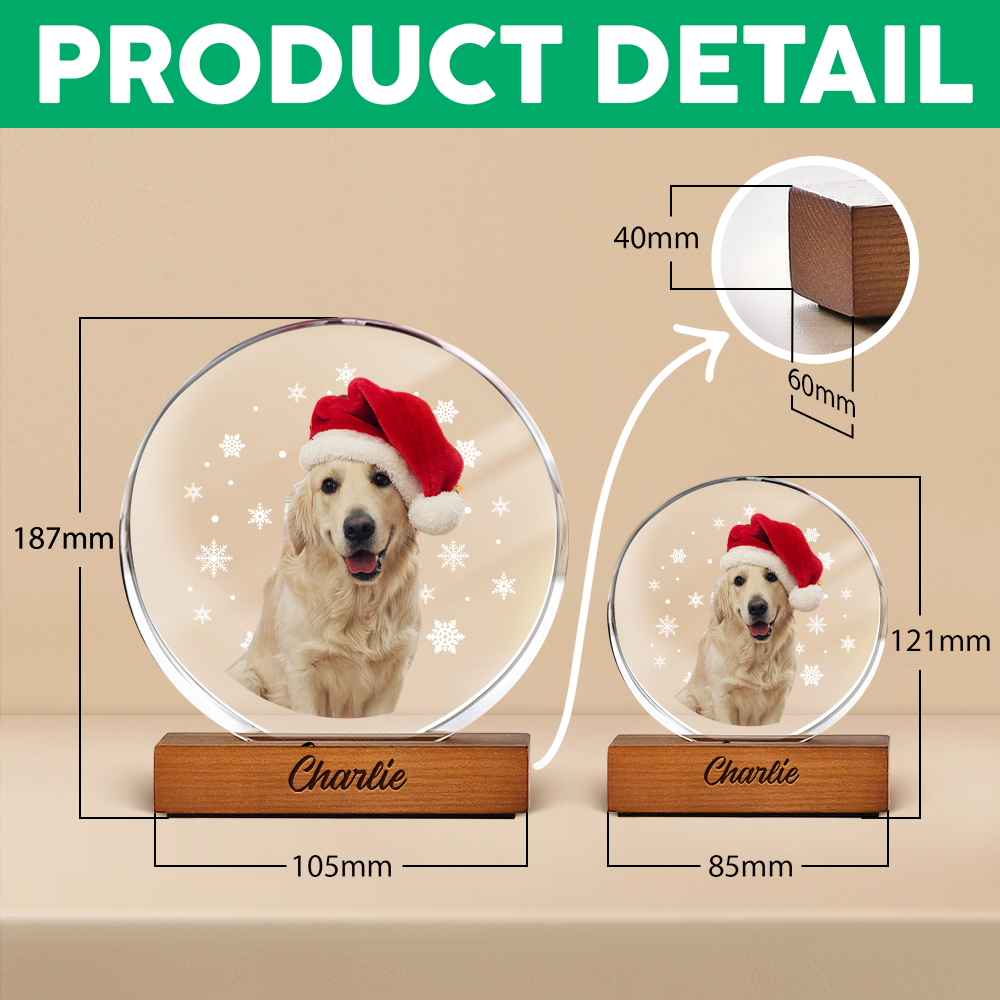 Custom Photo With Snowflake For Pet Lover Round Acrylic Frame Block TH10 894313