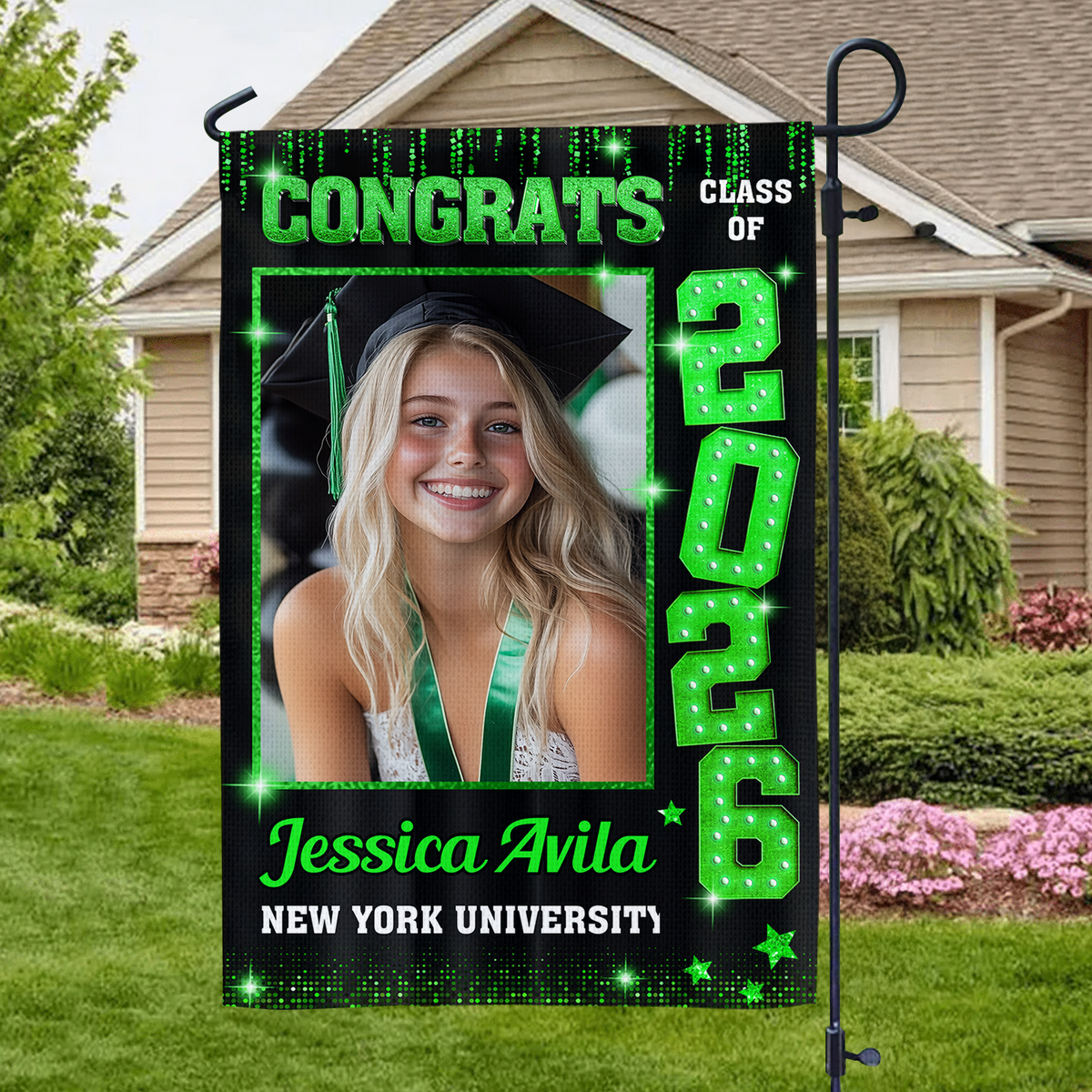 Custom Photo Congrats Class of 2026 Graduation Garden Flag CH07 910816