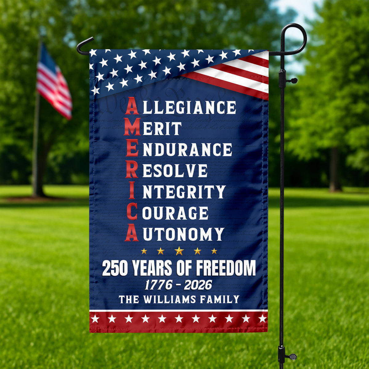 Personalized 250 Years of Freedom American Allegiance Merit Endurance US Garden Flag HO82 902120