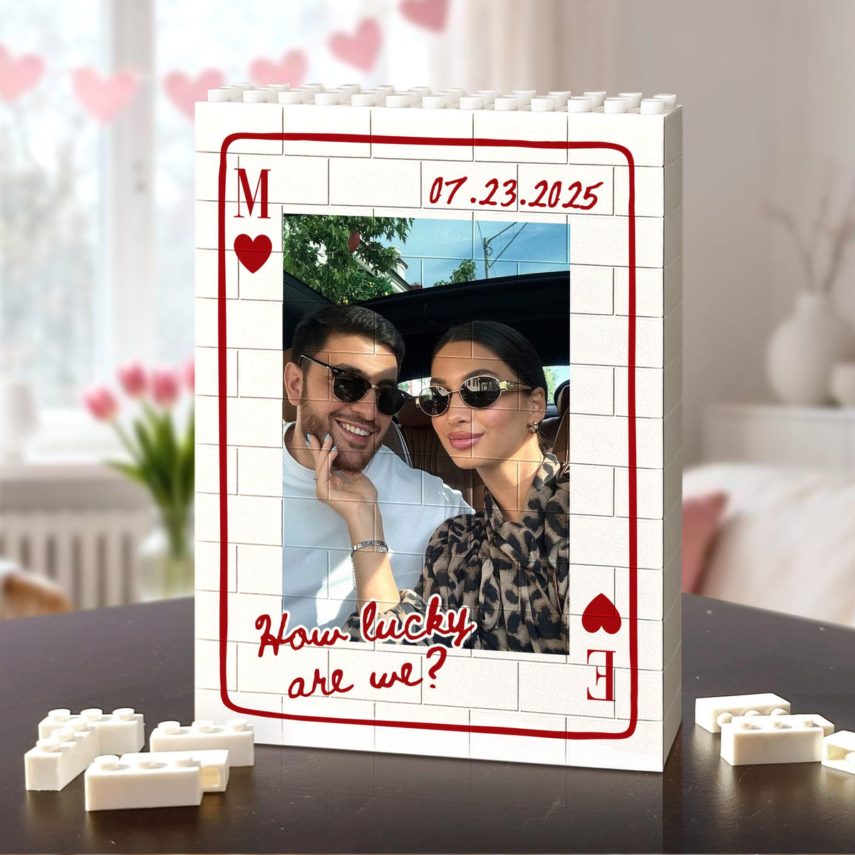 Personalized Couple Photo Playing Card Puzzle Building Brick Blocks LM32 899173