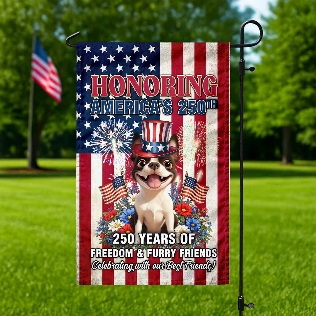 Personalized 250 Years Of Freedom & Furry Friends Garden Flag, Gift For Dog Lovers TH10 898831