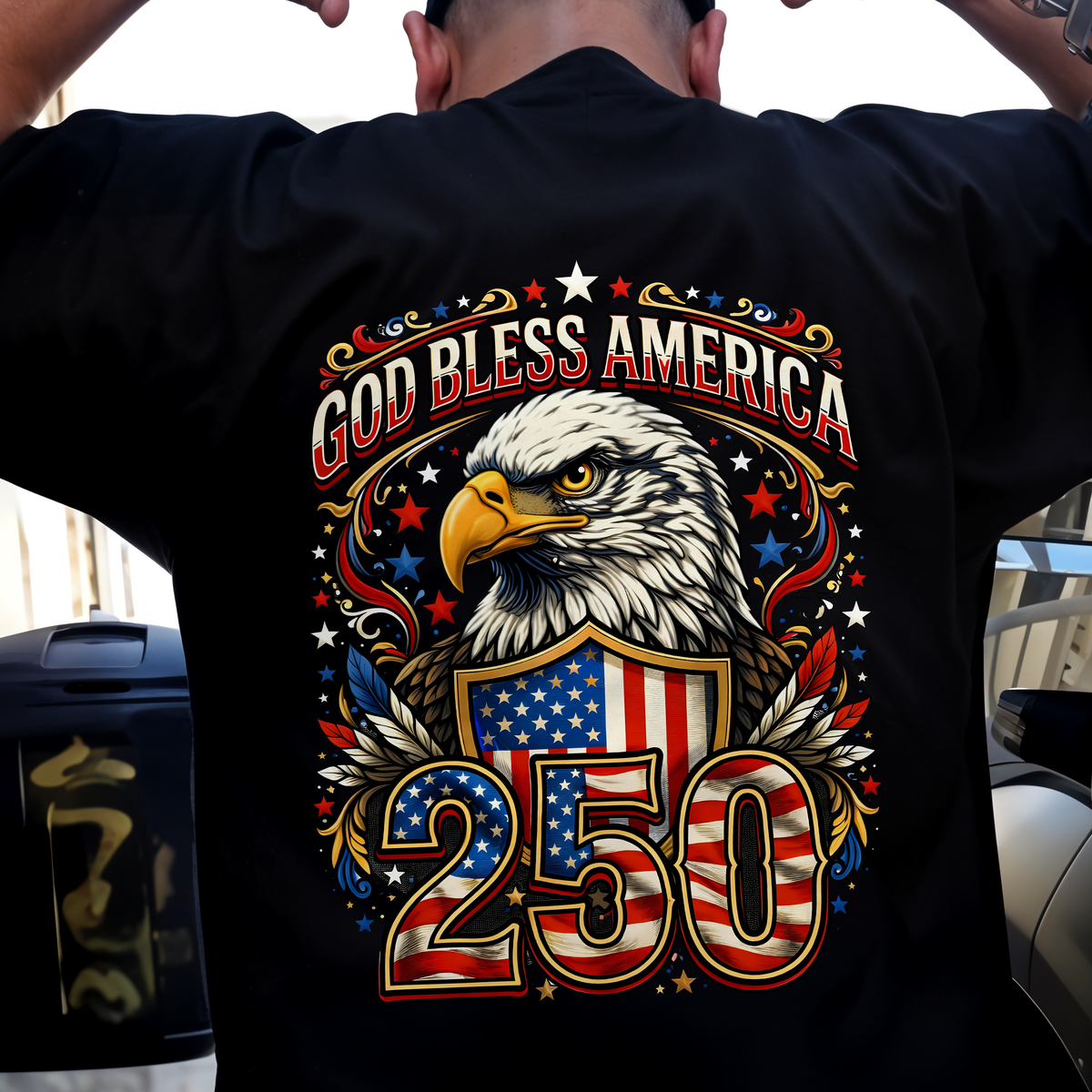 Patriotic God Bless America 250 Dark Shirt America 250th Anniversary Back Shirt CH07 910966