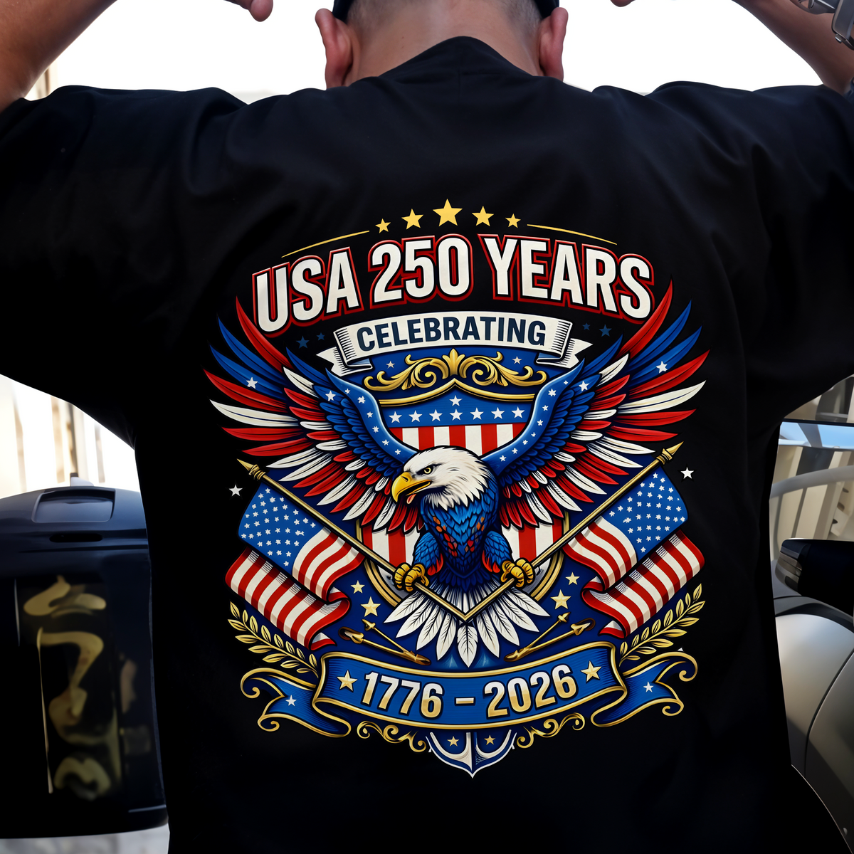Celebrate USA 250 Years Eagle Patriotic Back Shirt 1776-2026 250th Anniversary Dark Shirt CH07 911052