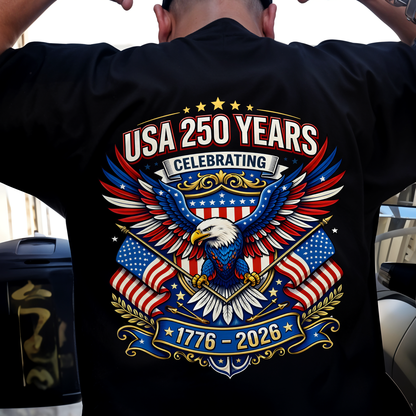 Celebrate USA 250 Years Eagle Patriotic Back Shirt 1776-2026 250th Anniversary Dark Shirt CH07 911052