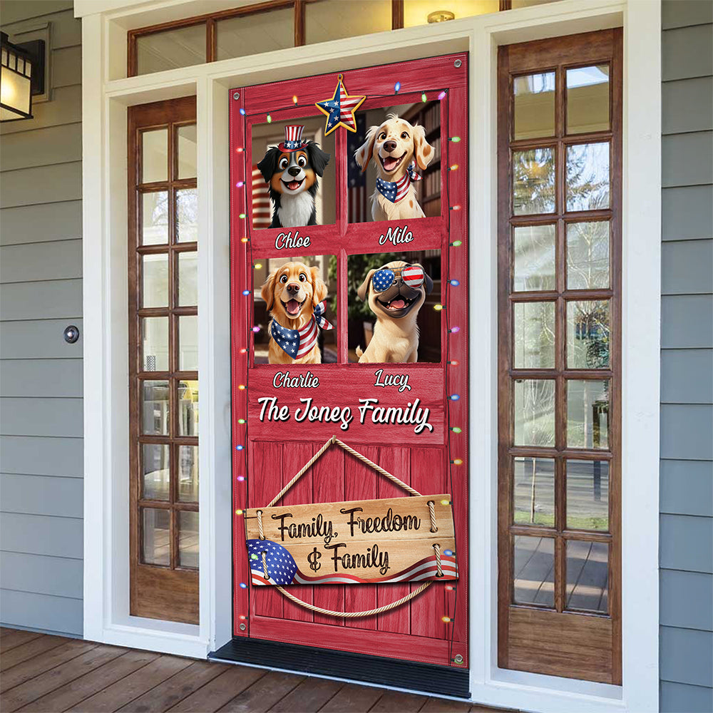 Custom America Dog Faith, Freedom & Family Decoration Door Cover LM32 897977