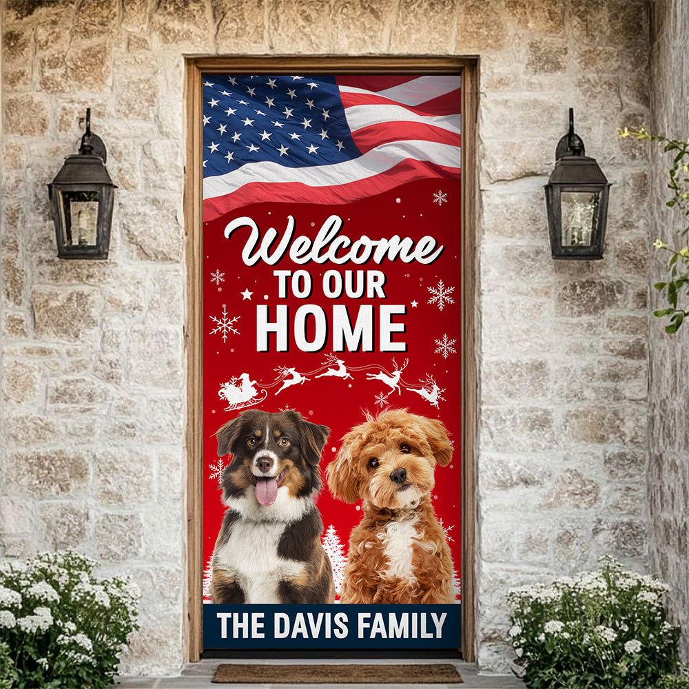 Custom Dog Photo Welcome To My Home Christmas Decoration Door Cover LM32 895653