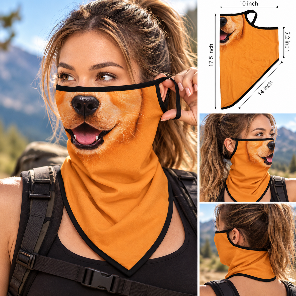 Funny Animal Face Neck Gaiter Mask, Novelty Face Cover for Adults LM32 670383