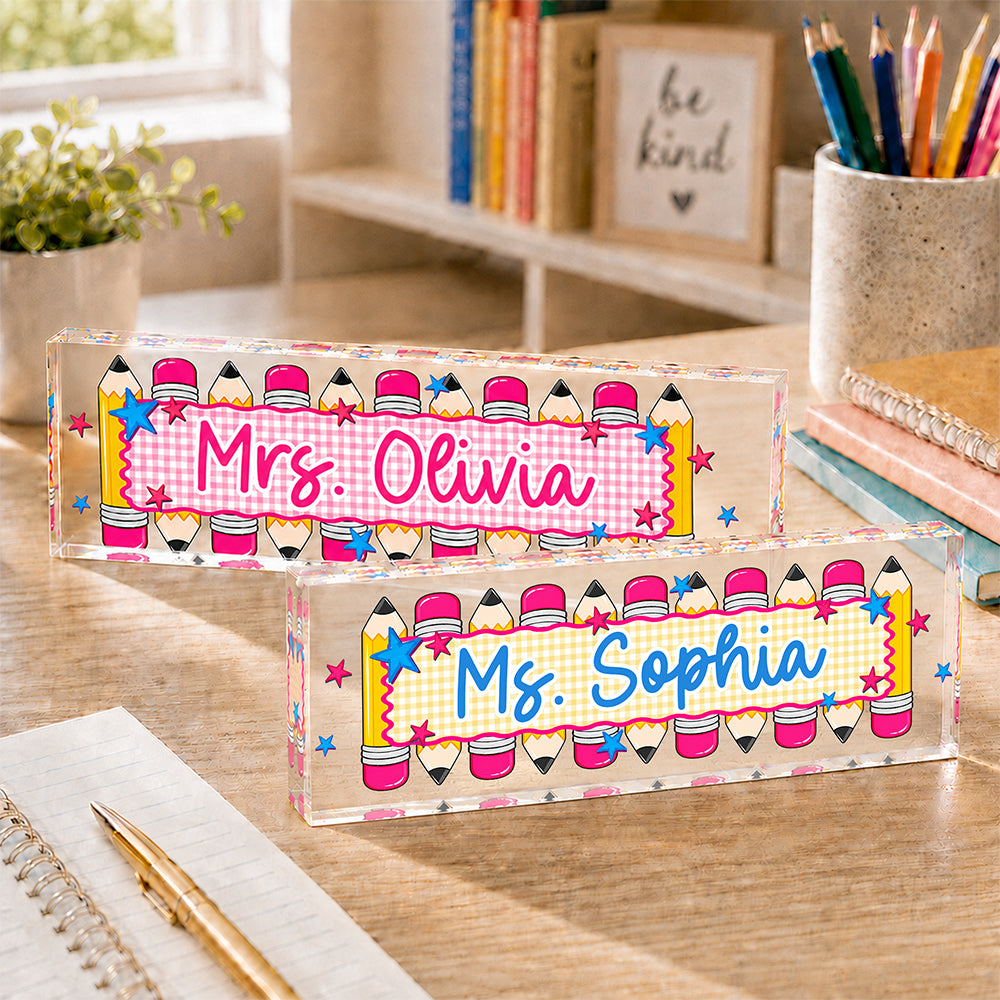 Personalized Teacher Acrylic Desk Name Plate Back to School Teacher Gift CH07 180026