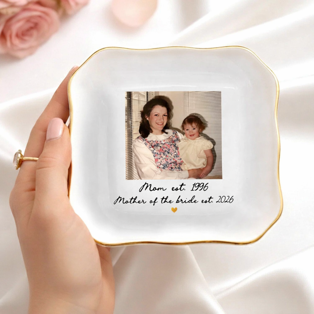 Photo Gifts for Mom Wedding Day, Custom Photo Wedding Ring Dish, Mother Of The Bride Jewelry Dish, Custom Jewelry Tray for Mom TH10 898955