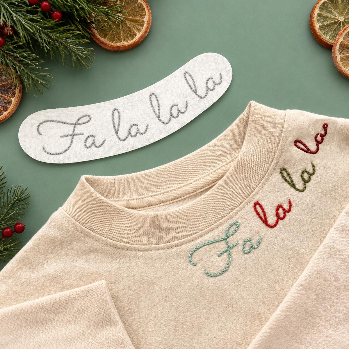 Christmas Collar Stitching Stickers – DIY Hand Embroidery for Sweatshirts & T-Shirts CH07 180894