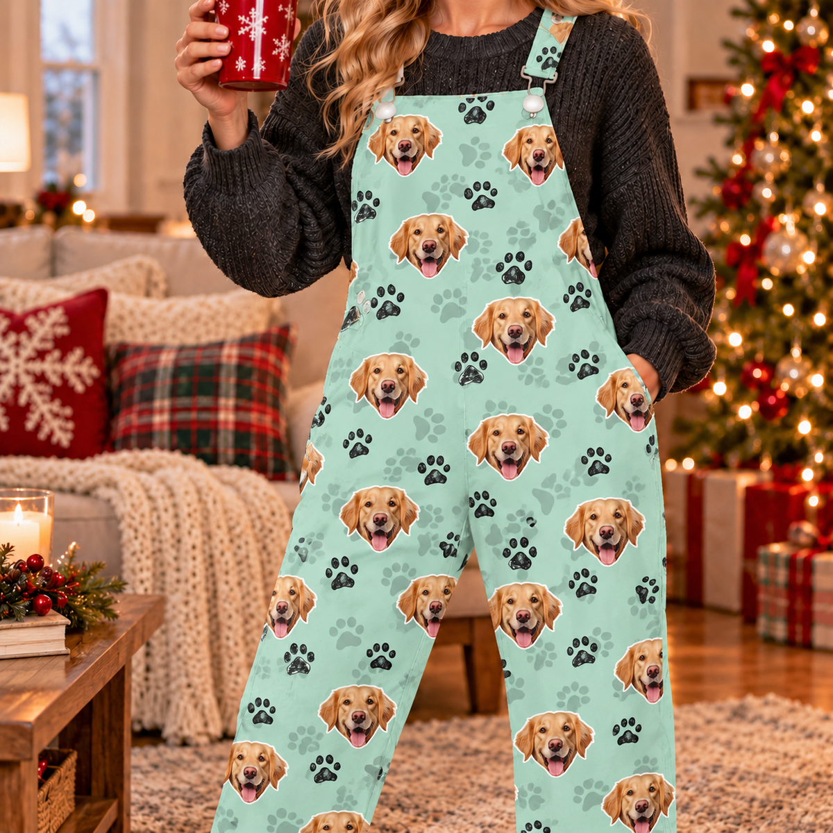 Custom Dog Face Photo Overall Jumpsuit Christmas Gift For Dog Lovers CH07 180788