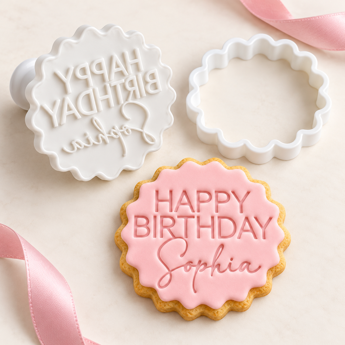 Personalized Custom Name Happy Birthday Cookie Stamp TH10 171513
