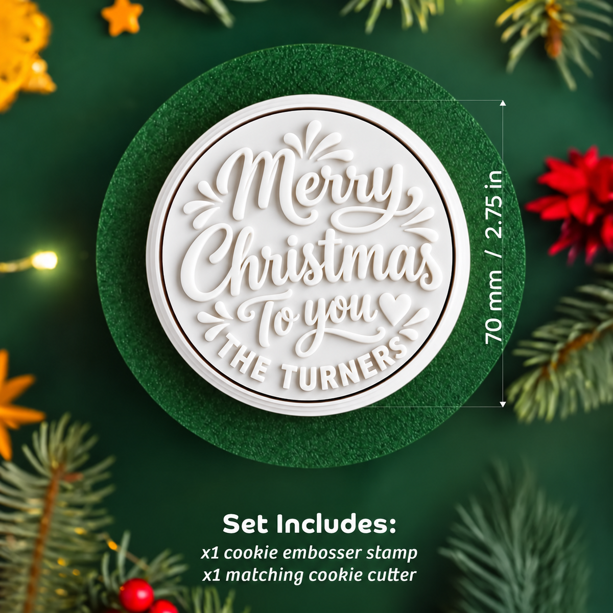 Personalized Custom Family Name Merry Christmas Cookie Stamp TH10 171511