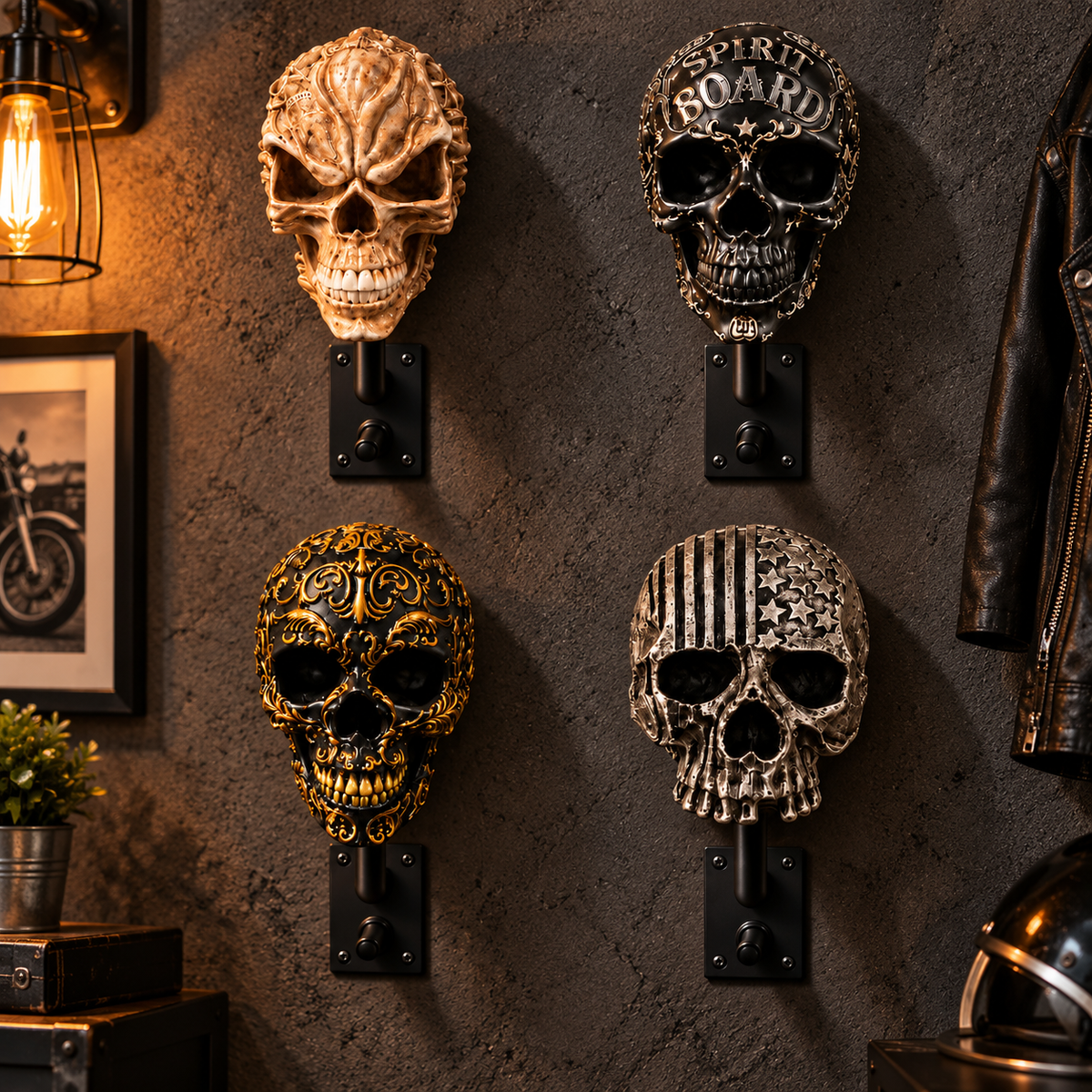 Motorcycle Skull Helmet Holder - Birthday Gift For Biker HO82 903940