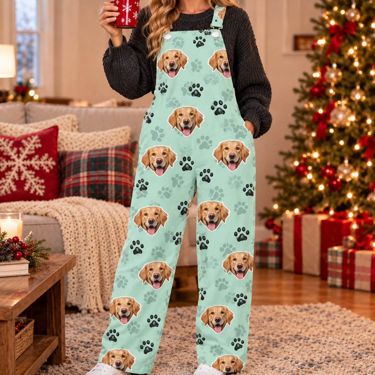 Custom Dog Face Photo Overall Jumpsuit Christmas Gift For Dog Lovers CH07 180788