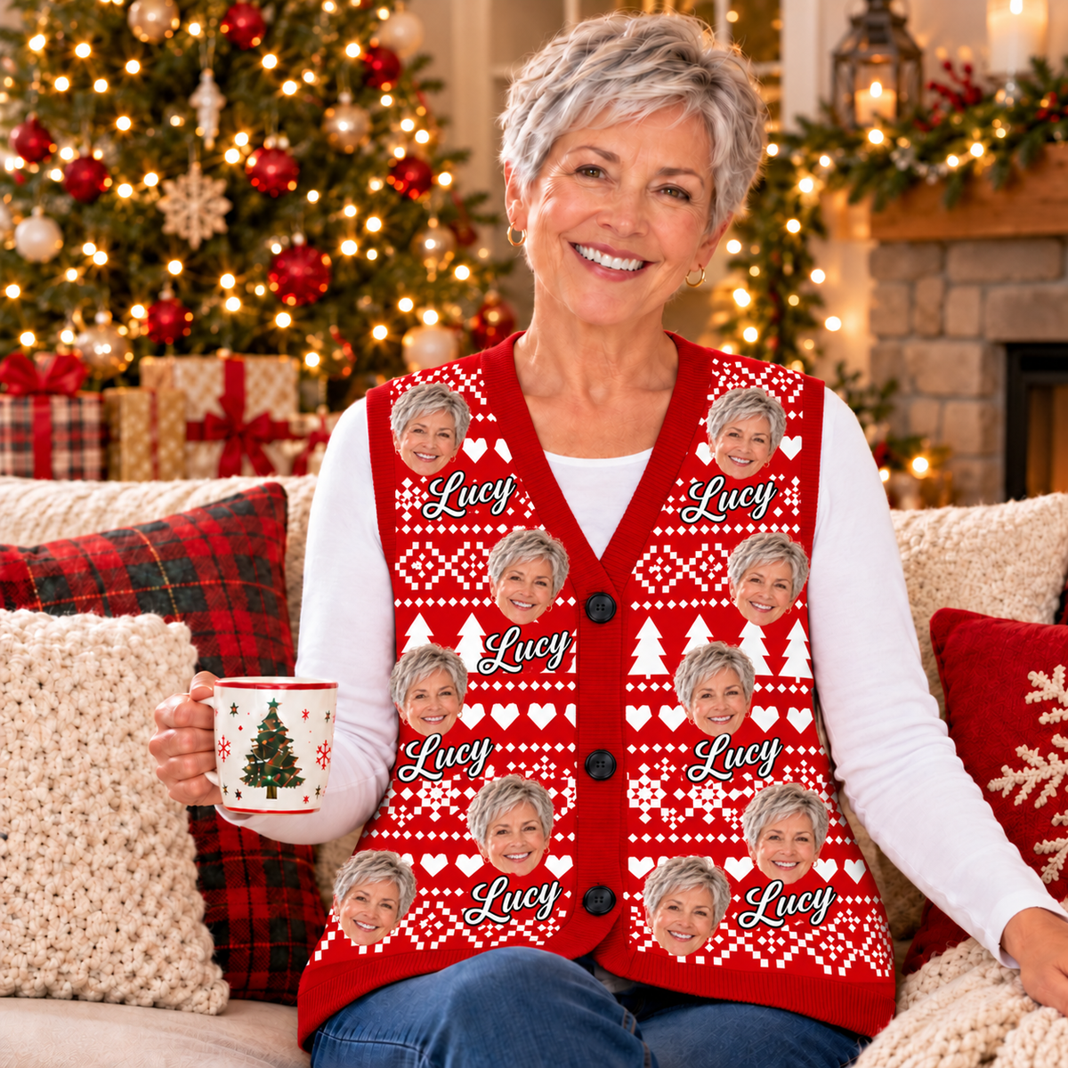 Custom Face Photo With Colorful Background Cardigan Vest TH10 171703