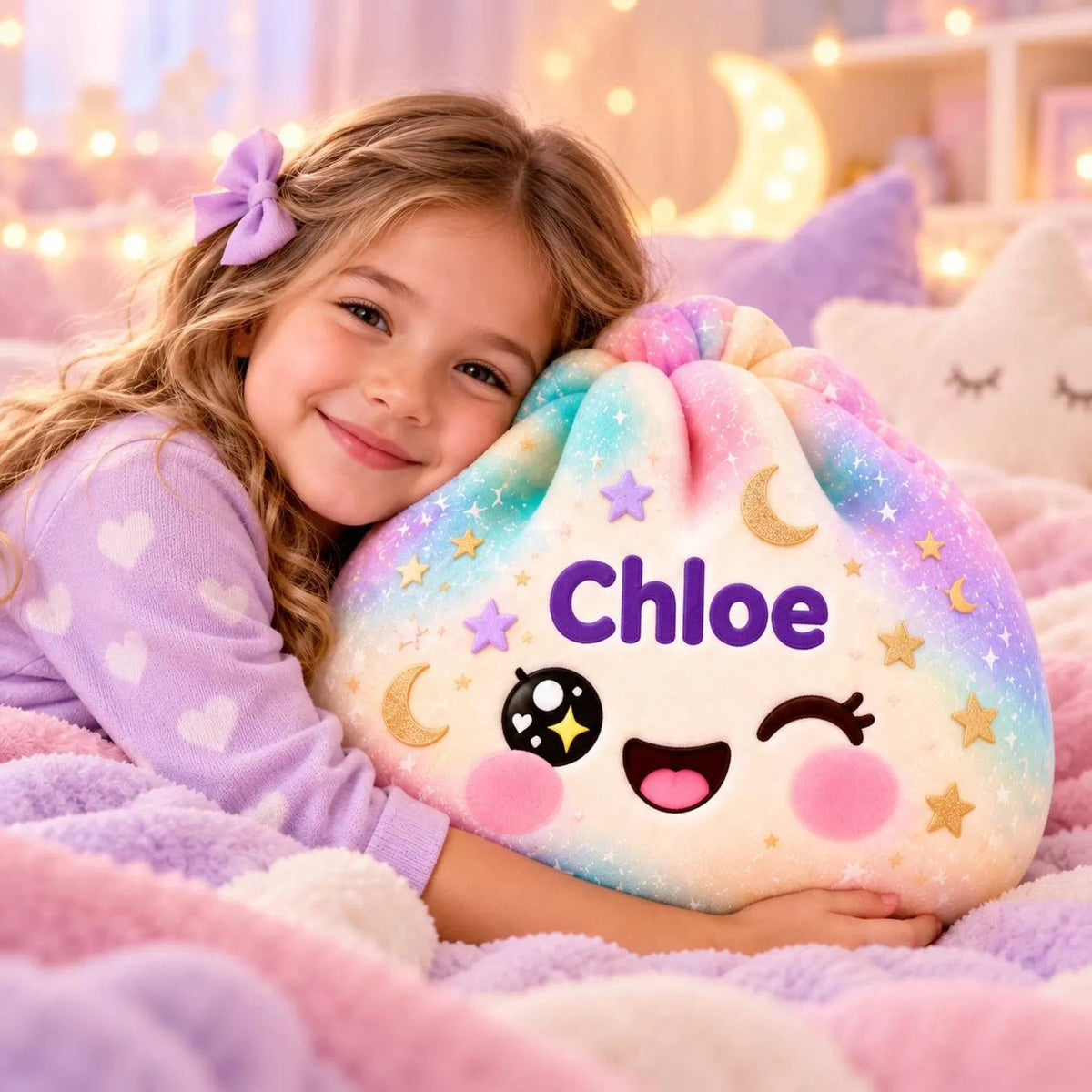 Custom Name Christmas Dumpling Shaped Pillow - Cute Pastel Plush Pillow HO82 904254