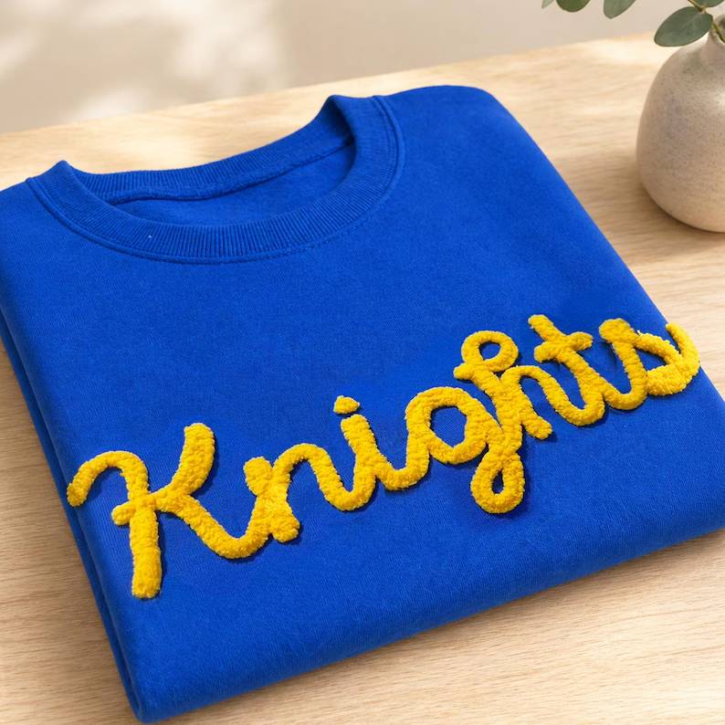 Custom Fuzzy Letter Embroidered Sweatshirt, Varsity Style Sweatshirt HO82 904290