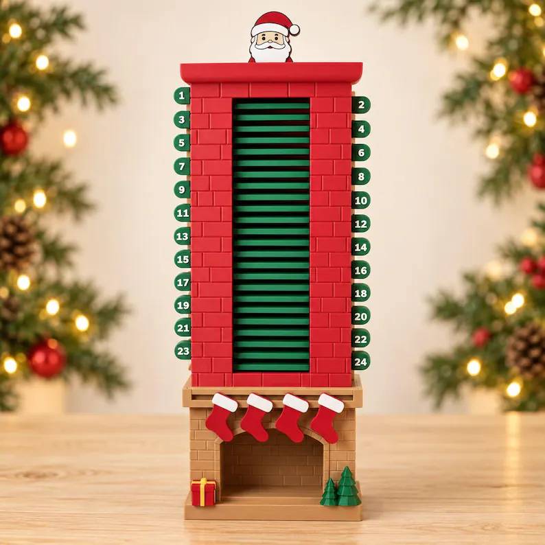 Christmas Countdown 3D Printed Santa Chimney Advent Calendar HO82 903758