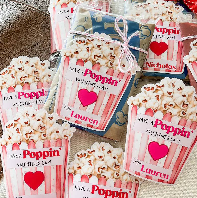 Custom Name Valentine Popcorn Sticker, Gift For Couple, Valentine's Day HO82 901174