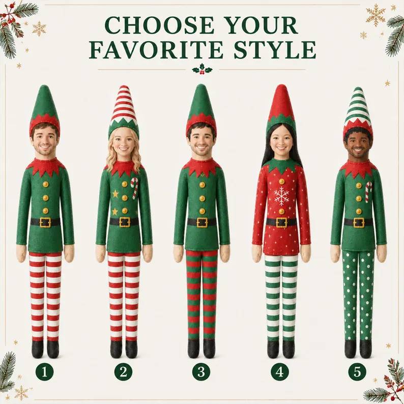 Custom Poseable Face Mini Christmas Elf Doll - Gifts For Sisters, Coworkers And Family HO82 904076