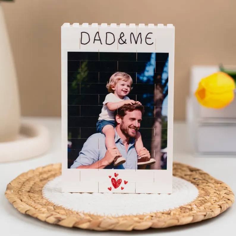 Custom Photo Dad & Me Building Brick Block - Father's Day Dad Gift, Unique Gift HO82 902600