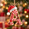 Personalized Peppermint Christmas Letter with Santa Hat Wood Ornament HO82 904276