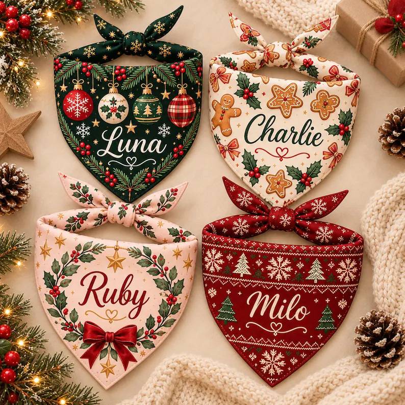 Personalized Christmas Pet Bandana - Gift For Dog Lovers HO82 904330