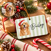 Custom Cute Dog Photo Watercolor Christmas Ceramic Rectangle Ornament CH07 181218
