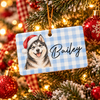 Custom Cute Dog Photo Watercolor Christmas Ceramic Rectangle Ornament CH07 181218