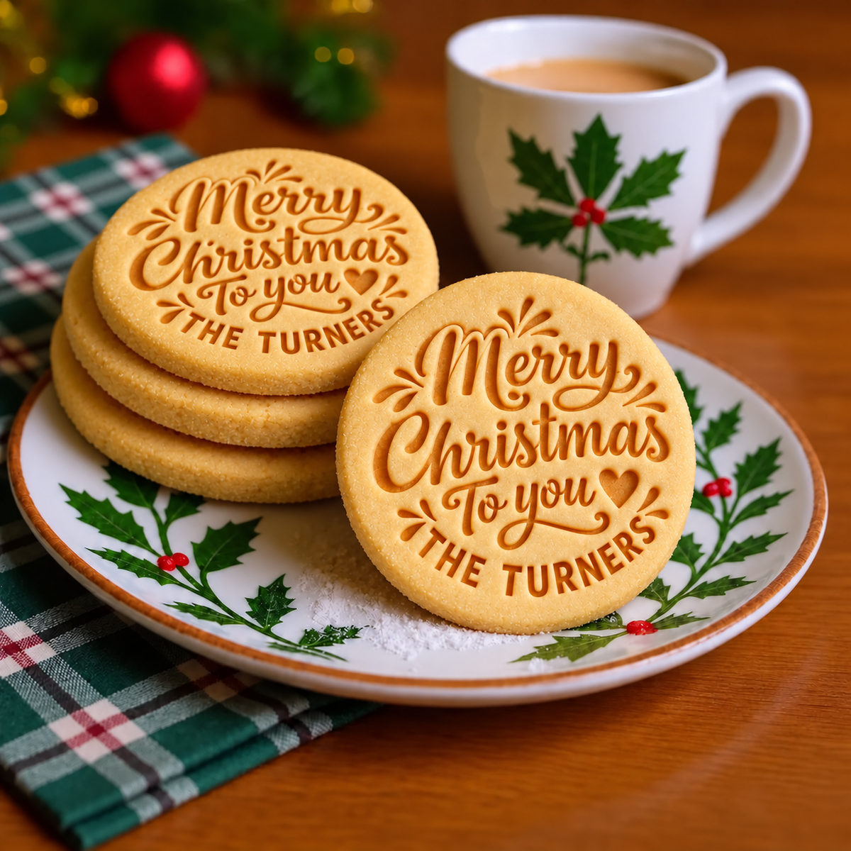Personalized Custom Family Name Merry Christmas Cookie Stamp TH10 171511