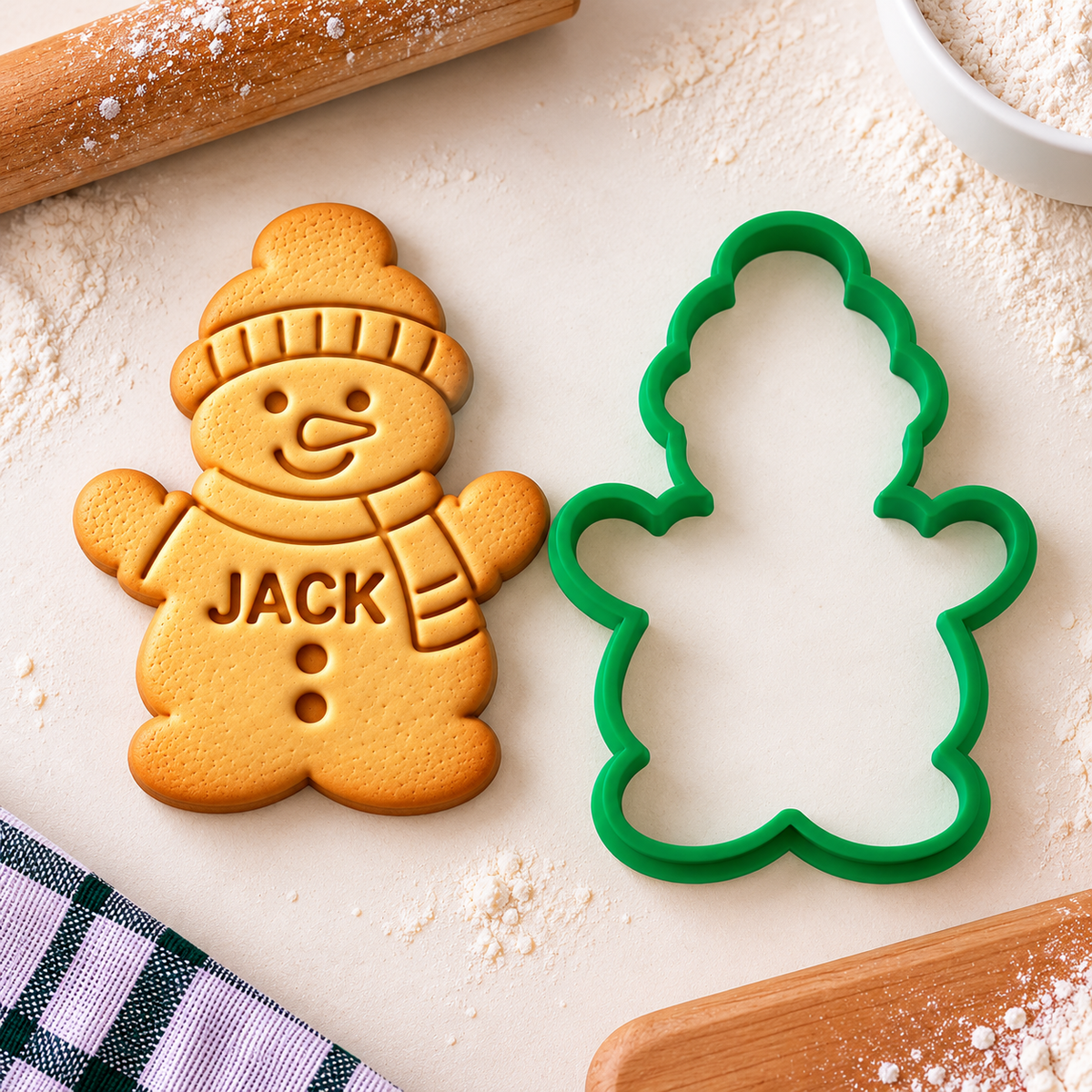 Personalized Name Snowman Family Cookie Stamp, Holiday Baker Gift HO82 904132